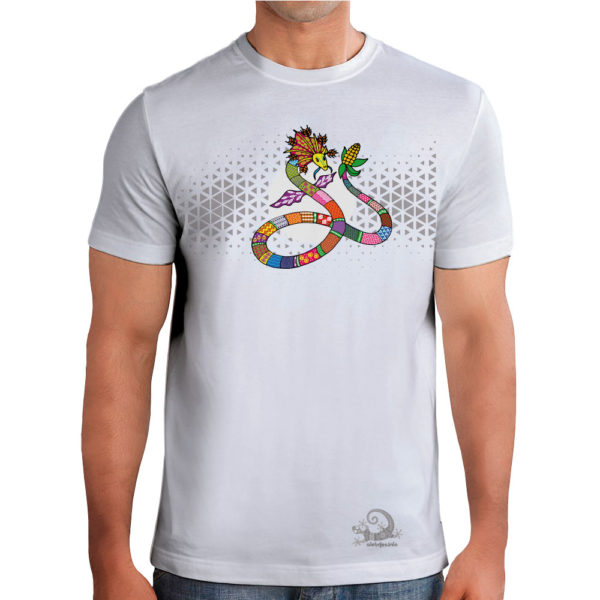 camiseta alebrije serpiente hombre blanco modelo frente